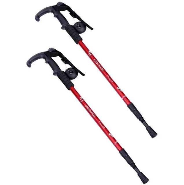 1 Pair Adjustable Telescopic Hiking Climbing Walking Stick Trekking Pole Anti-shock Anti-skid Alpenstock