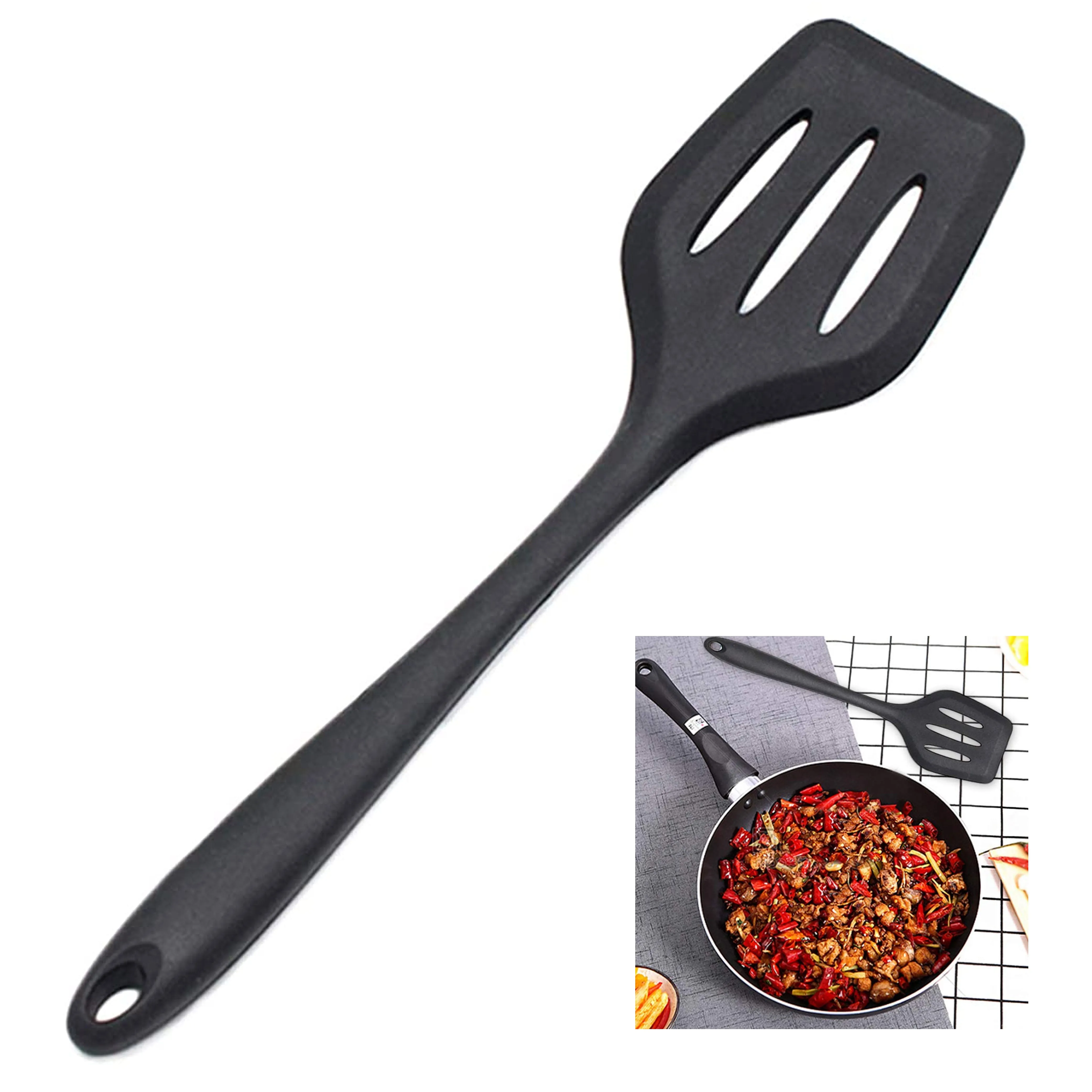 1 Silicone Turner Slotted Heat Resistant Kitchen Non Stick Utensil Spatula 12"