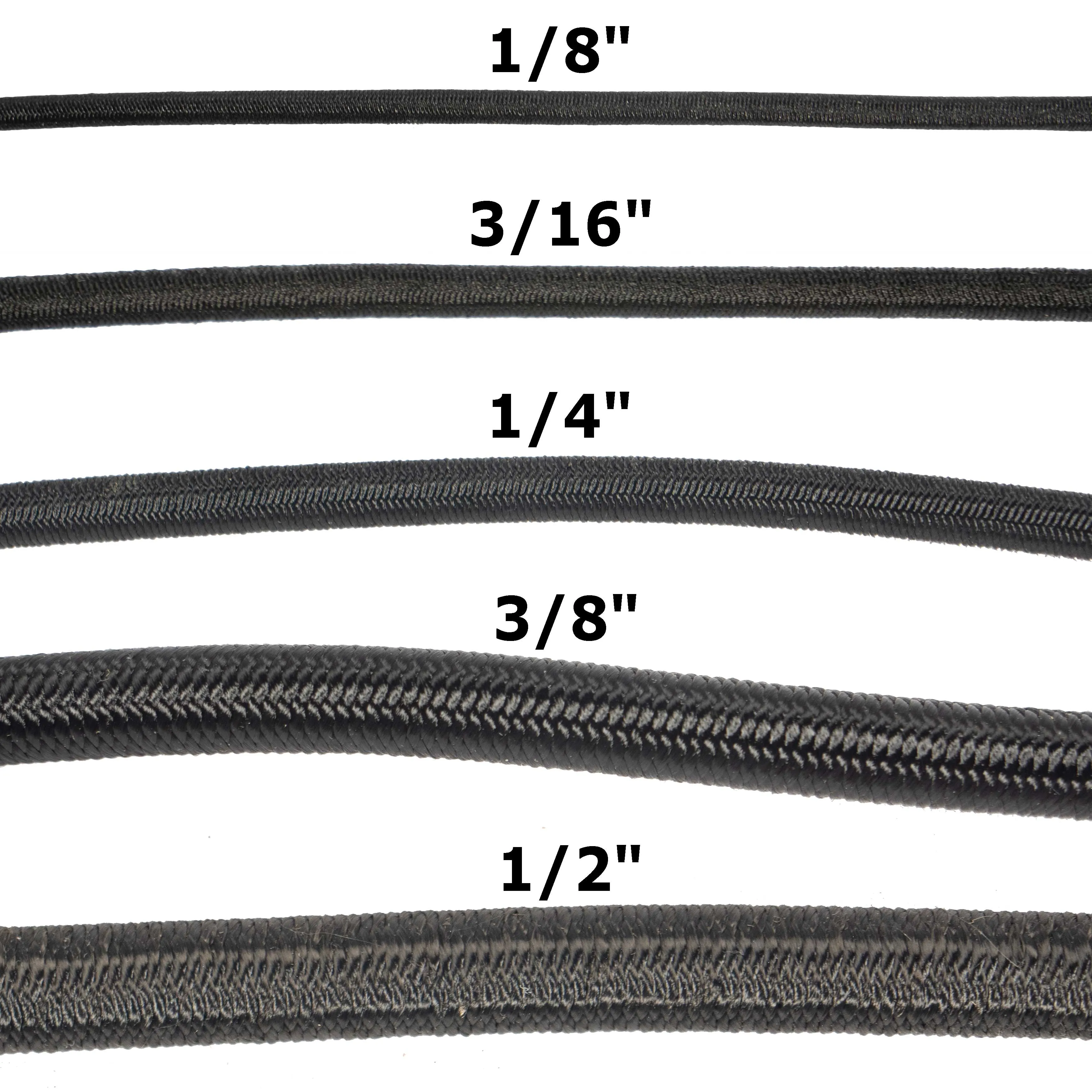 1/4''-6mm Black Polyester Shock Cord 50 ft