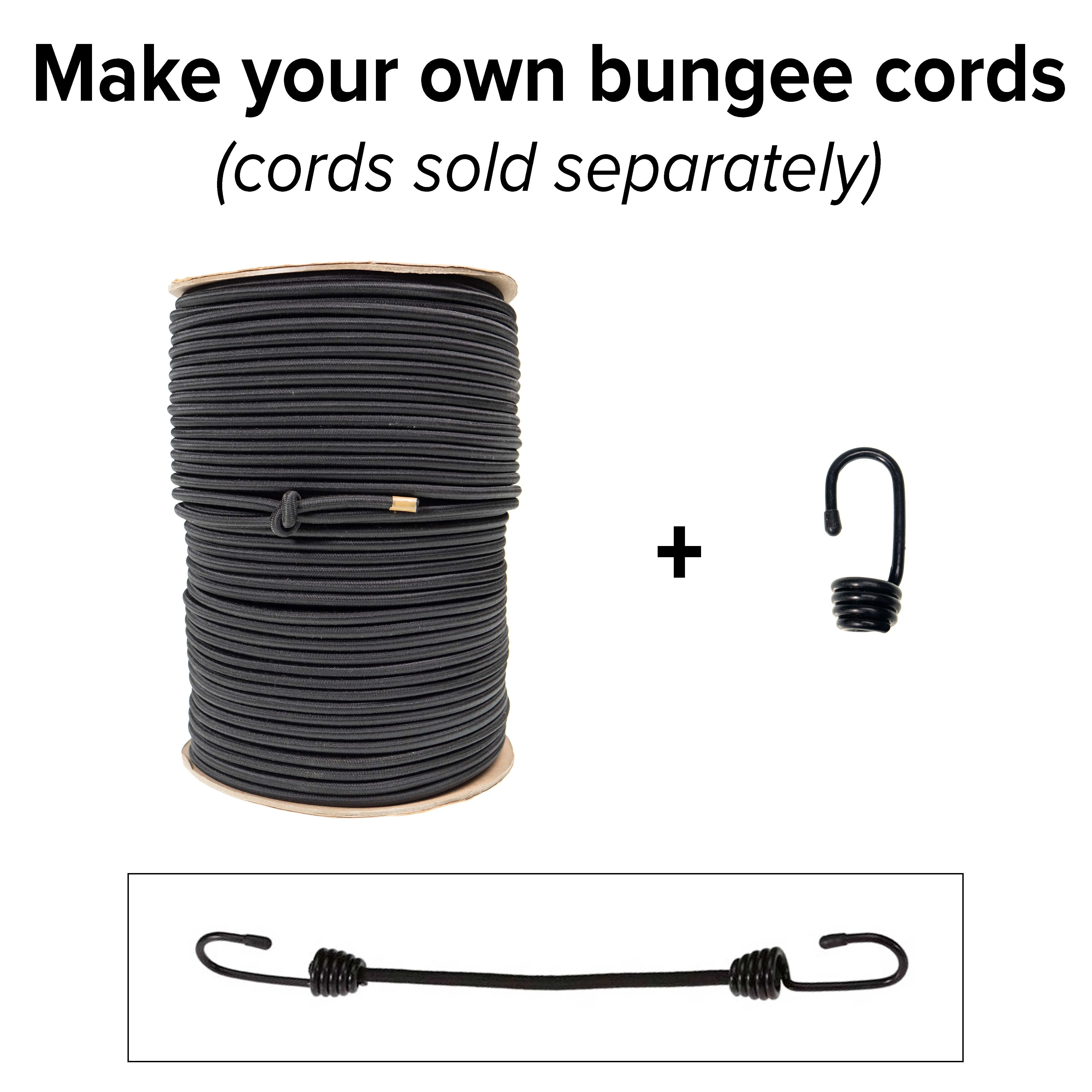 1/4''-6mm Black Polyester Shock Cord 50 ft