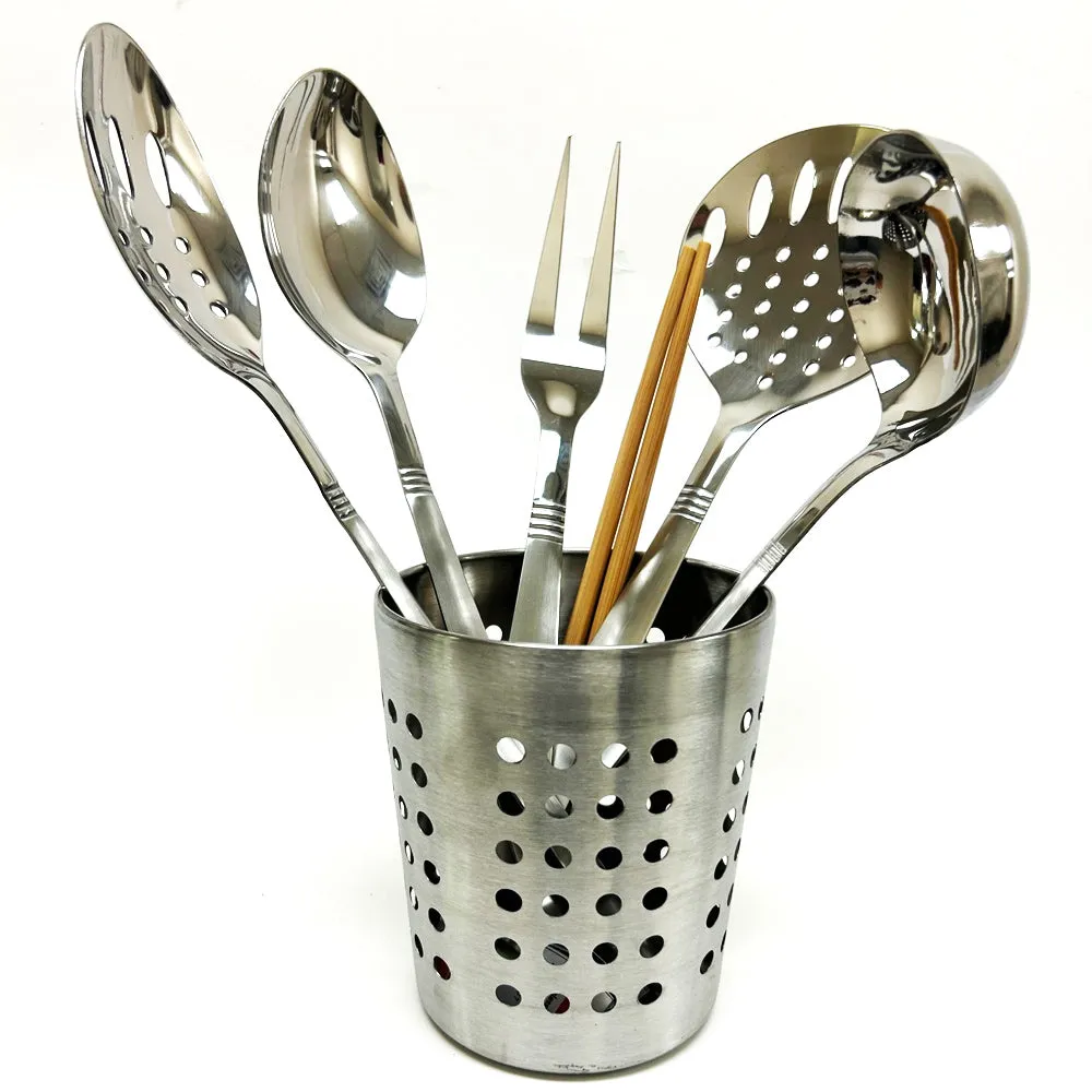 2 Kitchen Utensil Holder Utility Sturdy Stainless Silverware Holder Home Office