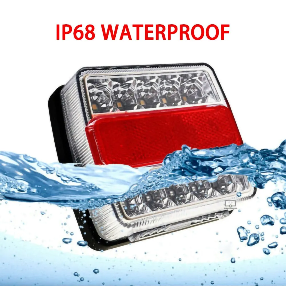 2Pcs Rear LED Submersible Trailer Tail Lights Kit 12V 15LED Boat Marker Truck Waterproof Lamps Universal for Campers Taillights