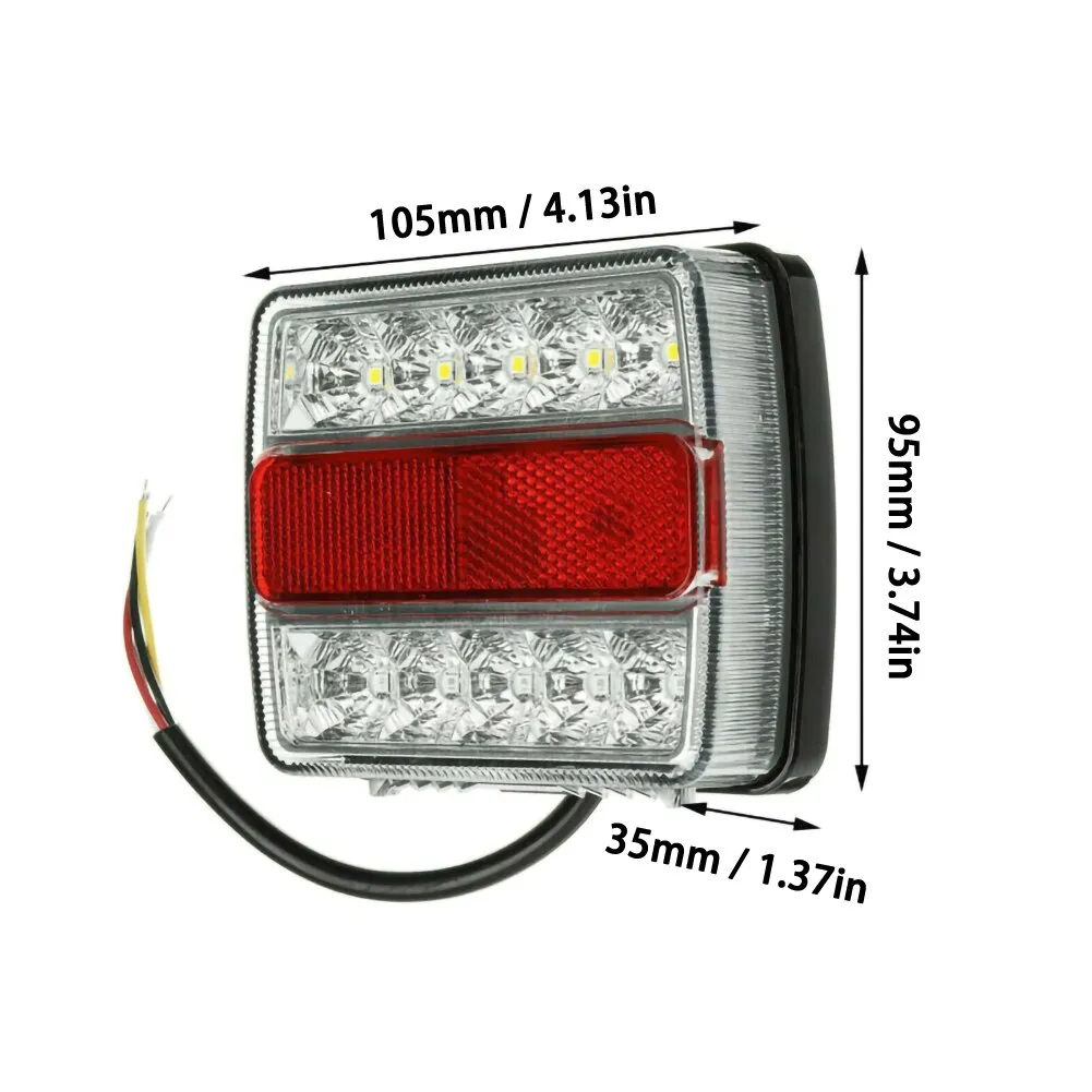 2Pcs Rear LED Submersible Trailer Tail Lights Kit 12V 15LED Boat Marker Truck Waterproof Lamps Universal for Campers Taillights