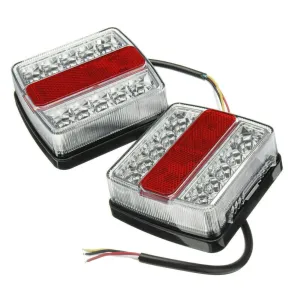 2Pcs Rear LED Submersible Trailer Tail Lights Kit 12V 15LED Boat Marker Truck Waterproof Lamps Universal for Campers Taillights