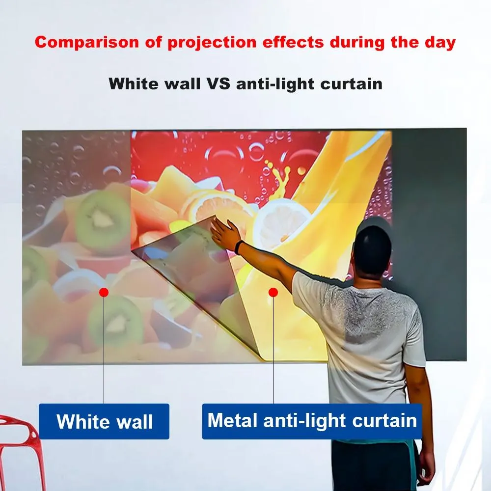 84 Folding Anti-light Projection Curtain - 16 9 186x105cm - Metal