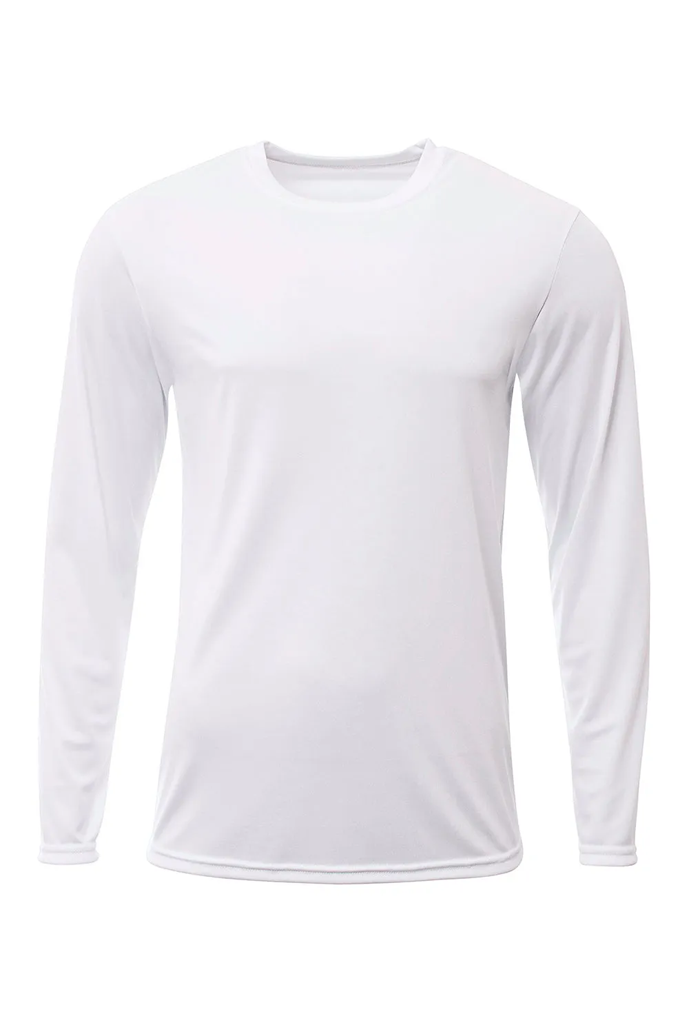 A4 Mens Sprint Moisture Wicking Long Sleeve Crewneck T-Shirt - White