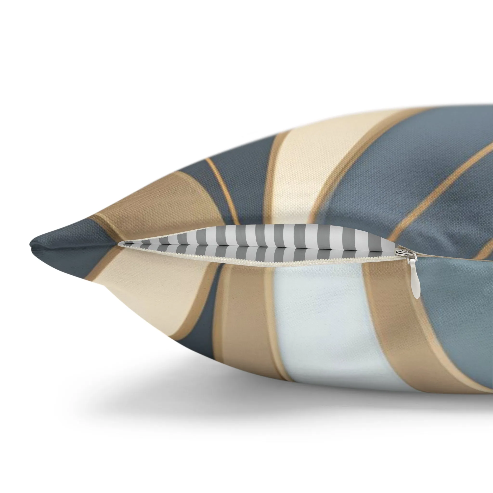 Abstract Boho Pillow Cover | Gray Blue, Gold Beige
