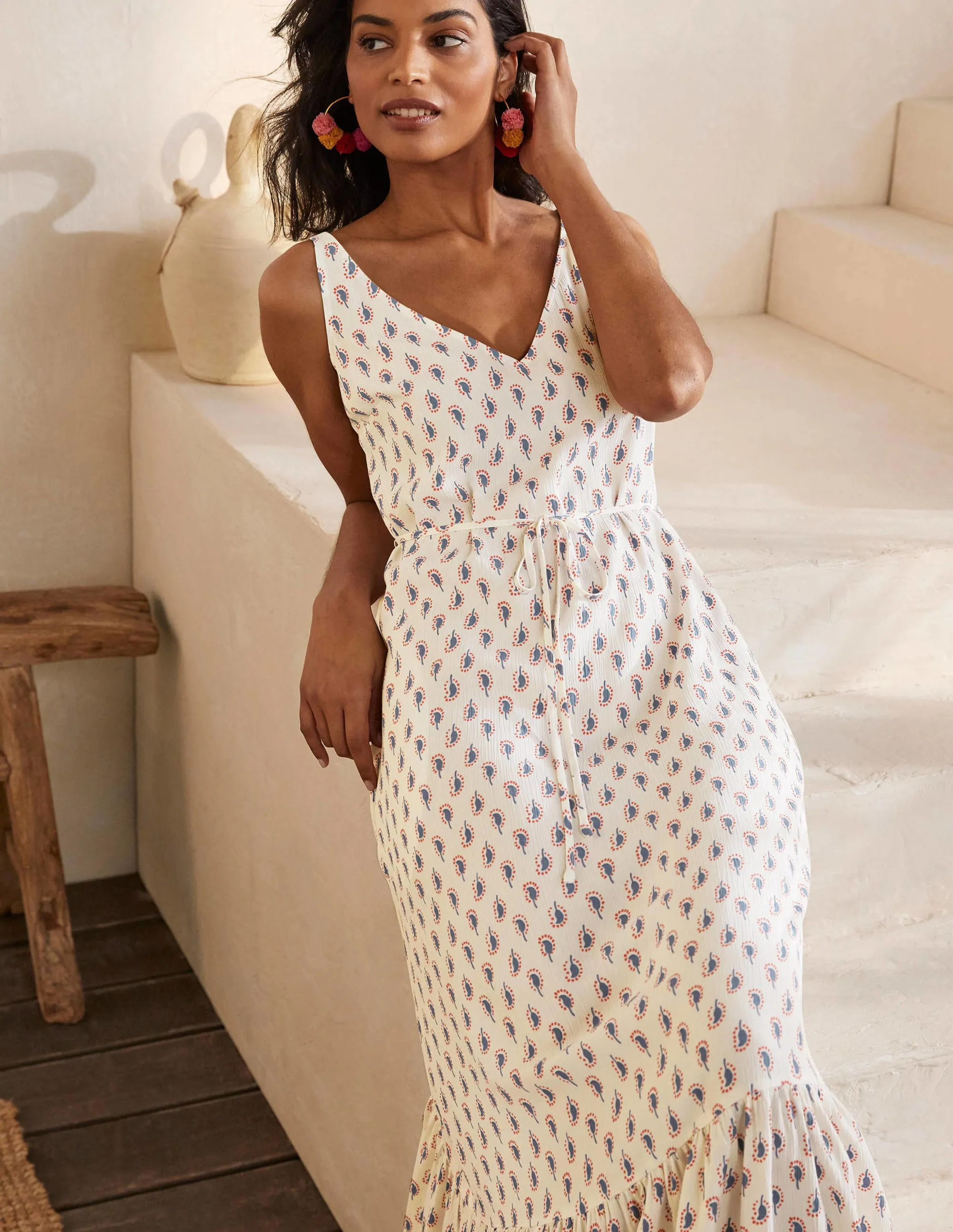 Alicia Maxi Dress-Ivory, Paisley Stamp