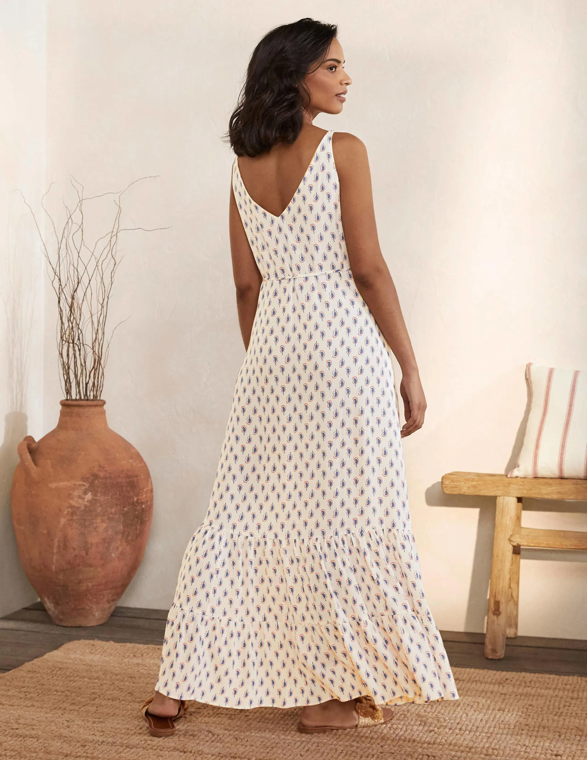 Alicia Maxi Dress-Ivory, Paisley Stamp