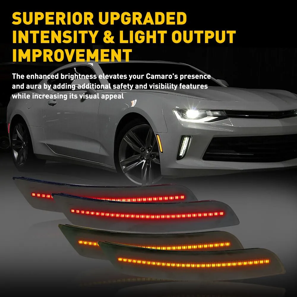Amber Red Smoked LED Side Marker Lights for 16-21 Chevy Camaro