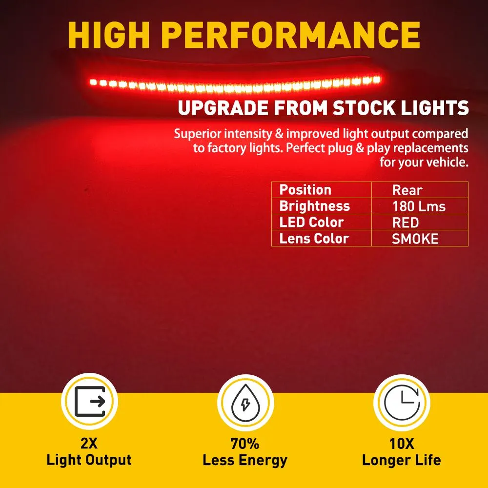 Amber Red Smoked LED Side Marker Lights for 16-21 Chevy Camaro