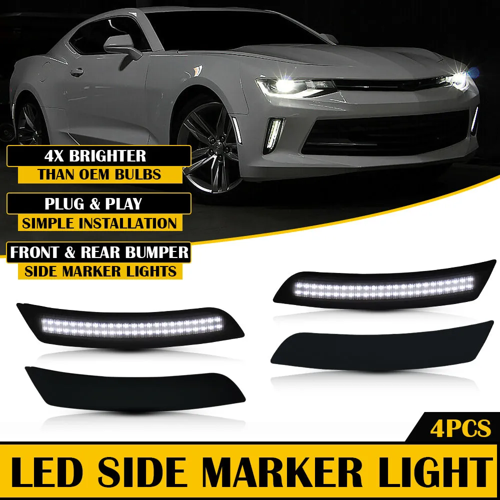 Amber Red Smoked LED Side Marker Lights for 16-21 Chevy Camaro