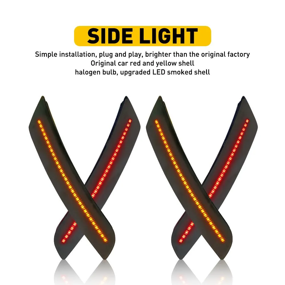 Amber Red Smoked LED Side Marker Lights for 16-21 Chevy Camaro