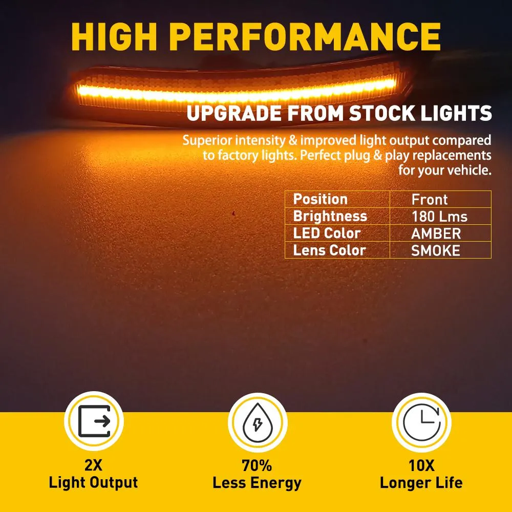 Amber Red Smoked LED Side Marker Lights for 16-21 Chevy Camaro