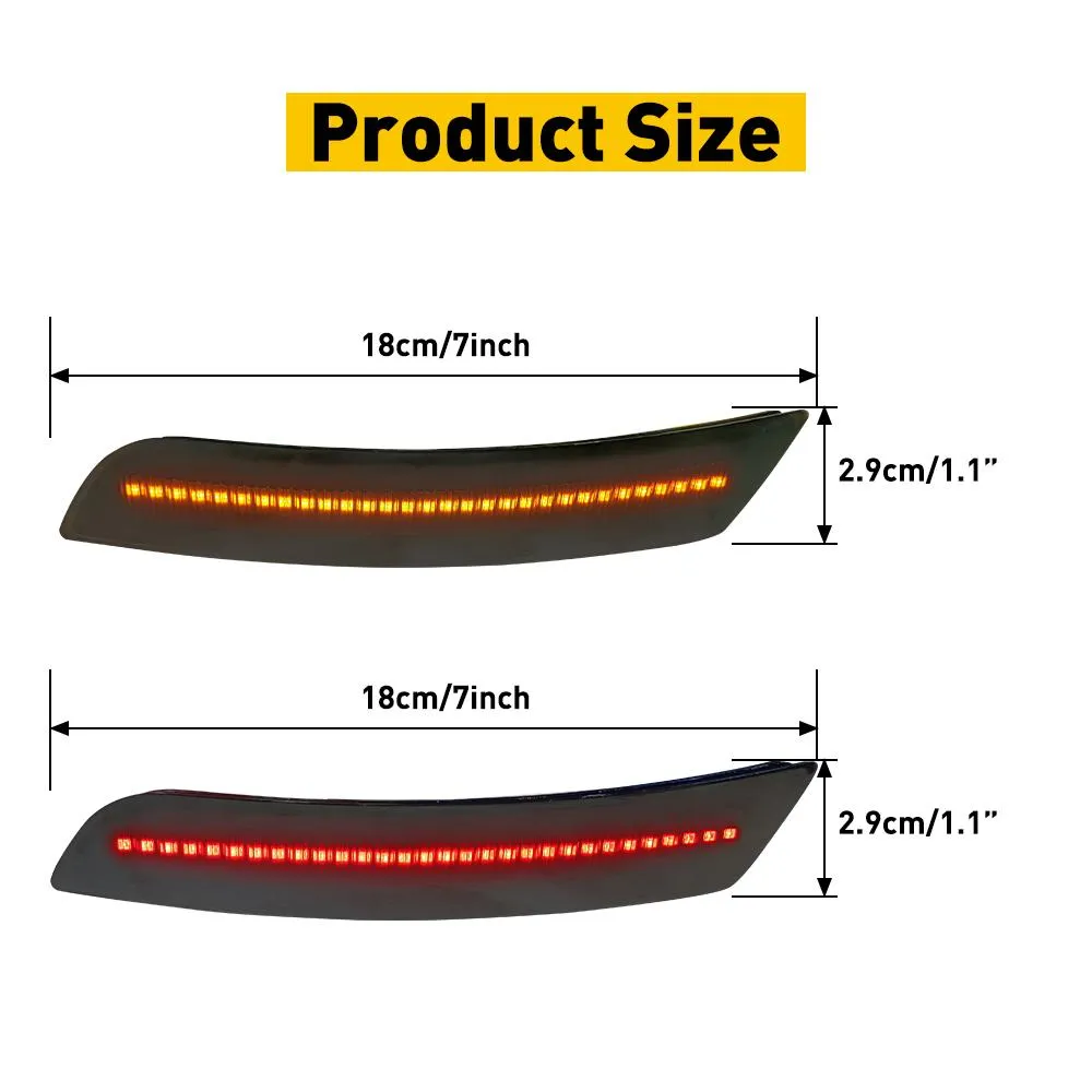 Amber Red Smoked LED Side Marker Lights for 16-21 Chevy Camaro
