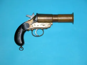 British/Australian 1-inch Brass Mk III Signal Pistol With Original Leather Holster