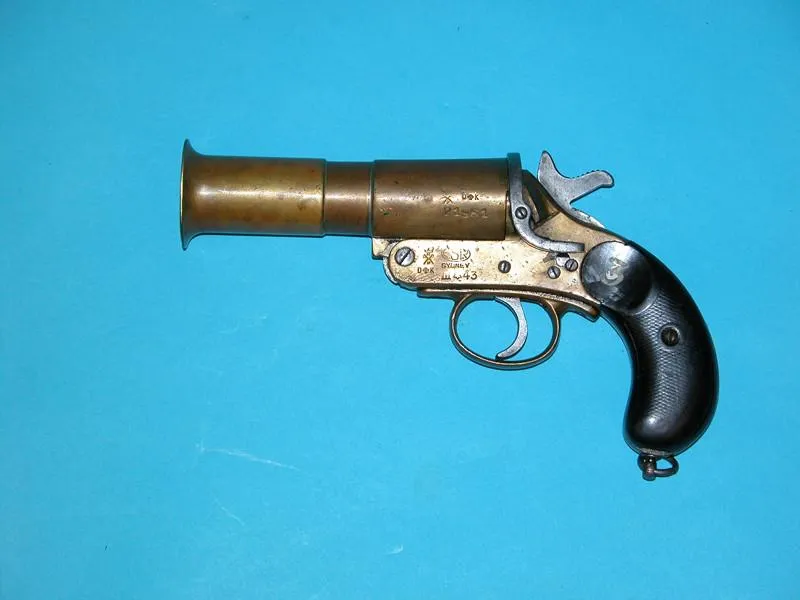 British/Australian 1-inch Brass Mk III Signal Pistol With Original Leather Holster