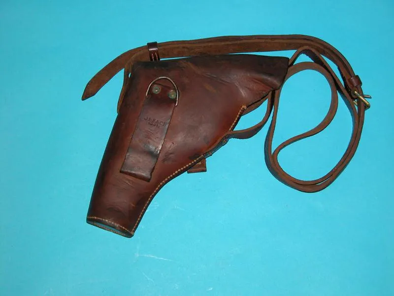 British/Australian 1-inch Brass Mk III Signal Pistol With Original Leather Holster