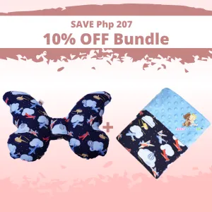 Butterfly Pillow and Babycuddle blanket - Airplanes in Dark Blue