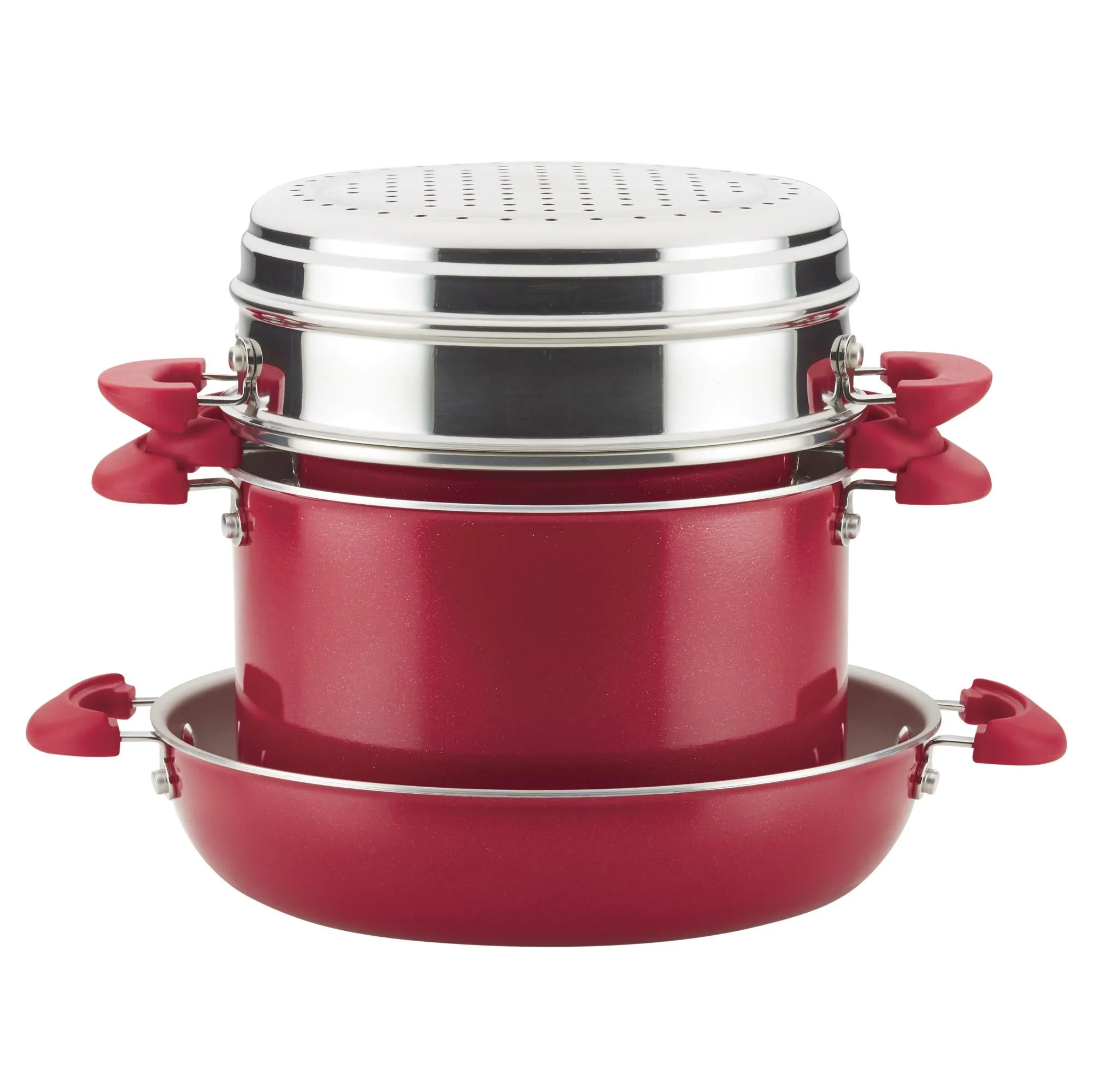 Create Delicious 8-Piece Hard Anodized Nonstick Induction Stacking Cookware Set