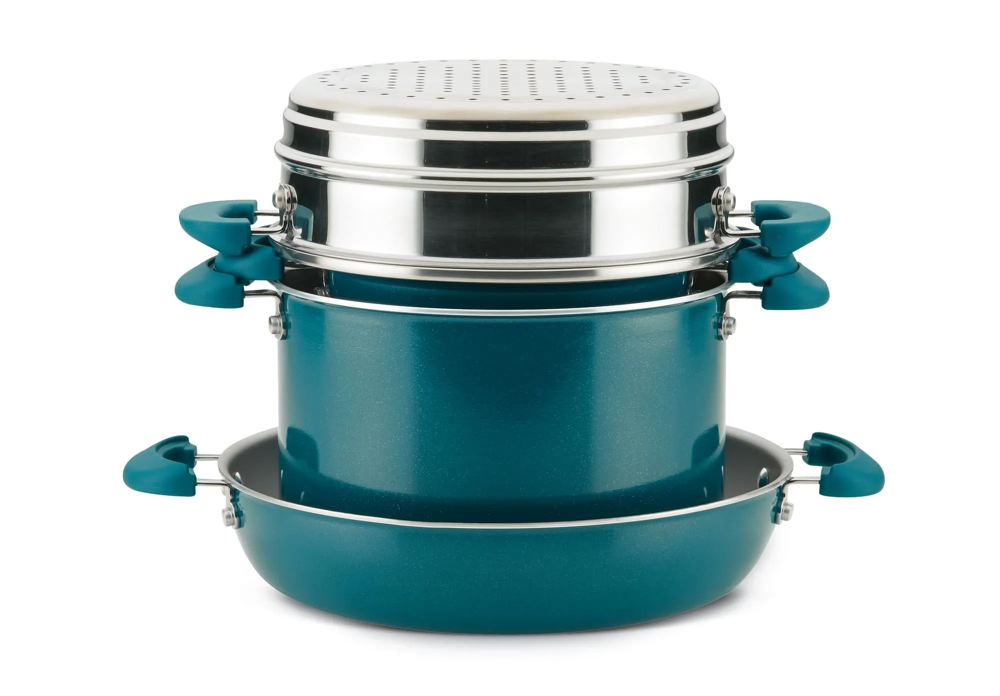 Create Delicious 8-Piece Hard Anodized Nonstick Induction Stacking Cookware Set