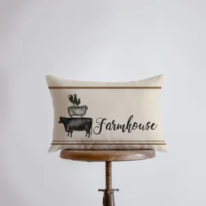 Farmhouse Stacked Animals | Pillow Cover | 18 x 12 | Primitive Decor | Cow Sheet Rooster | Farmhouse Decor | Throw Pillows | Cabin Decor