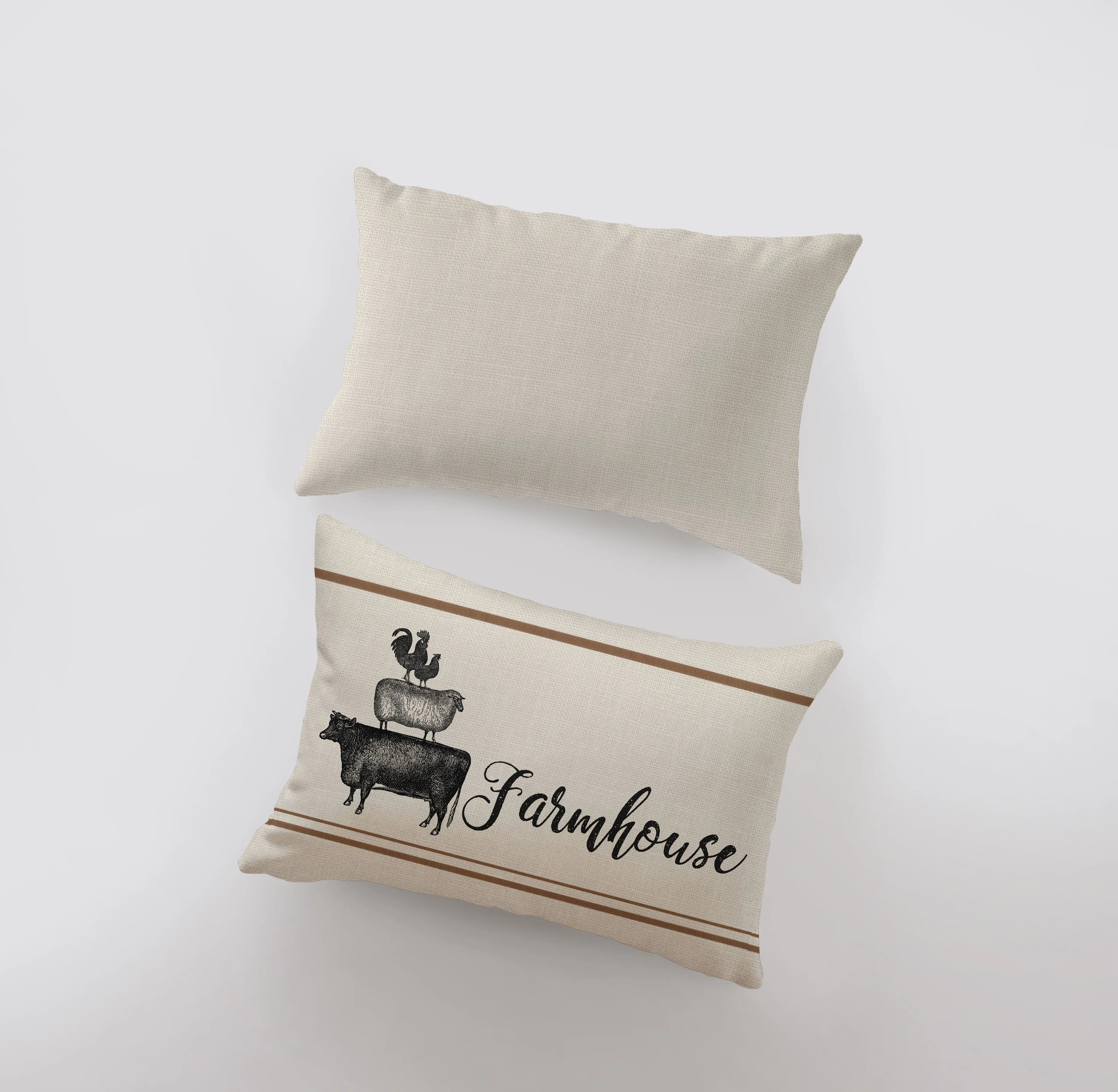 Farmhouse Stacked Animals | Pillow Cover | 18 x 12 | Primitive Decor | Cow Sheet Rooster | Farmhouse Decor | Throw Pillows | Cabin Decor