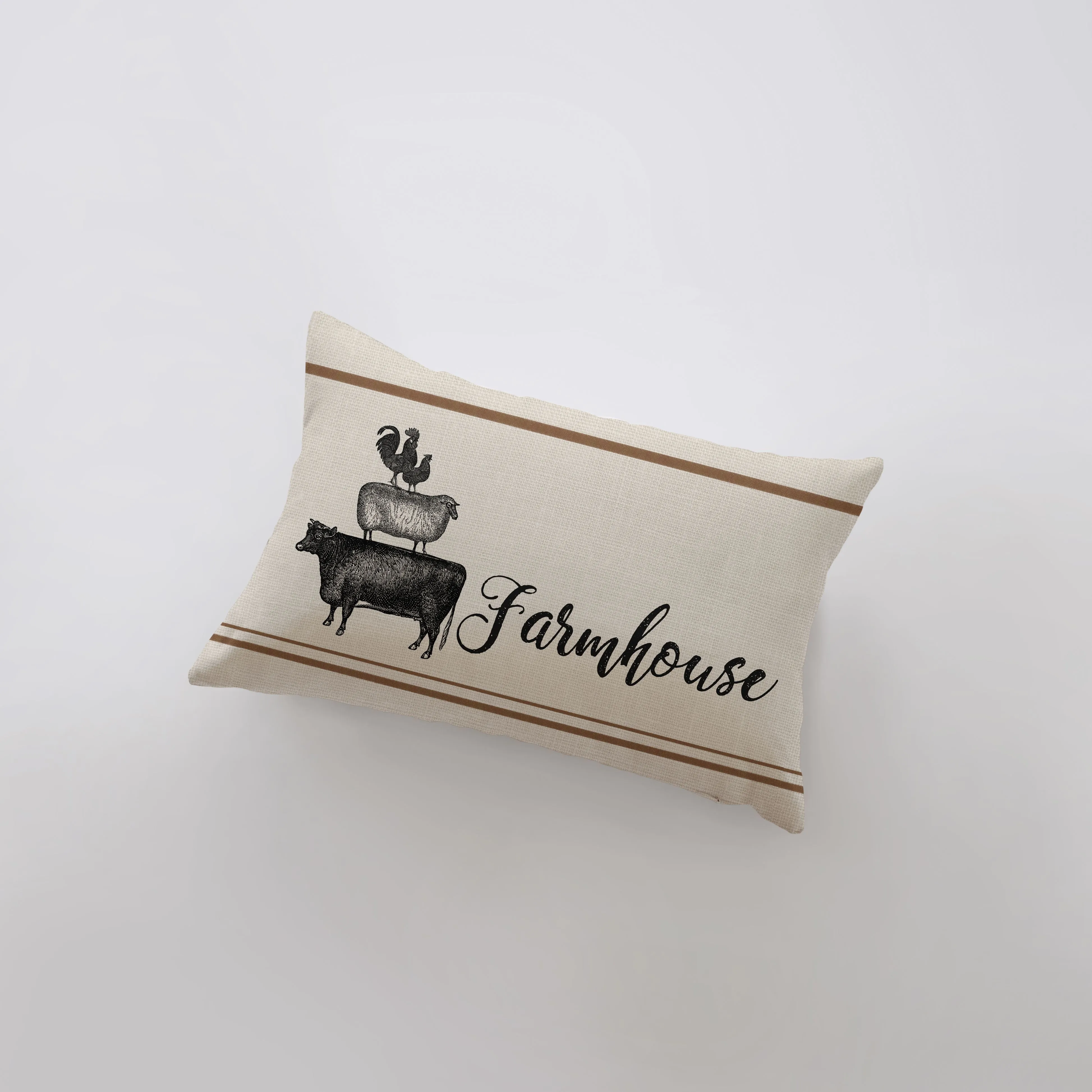 Farmhouse Stacked Animals | Pillow Cover | 18 x 12 | Primitive Decor | Cow Sheet Rooster | Farmhouse Decor | Throw Pillows | Cabin Decor