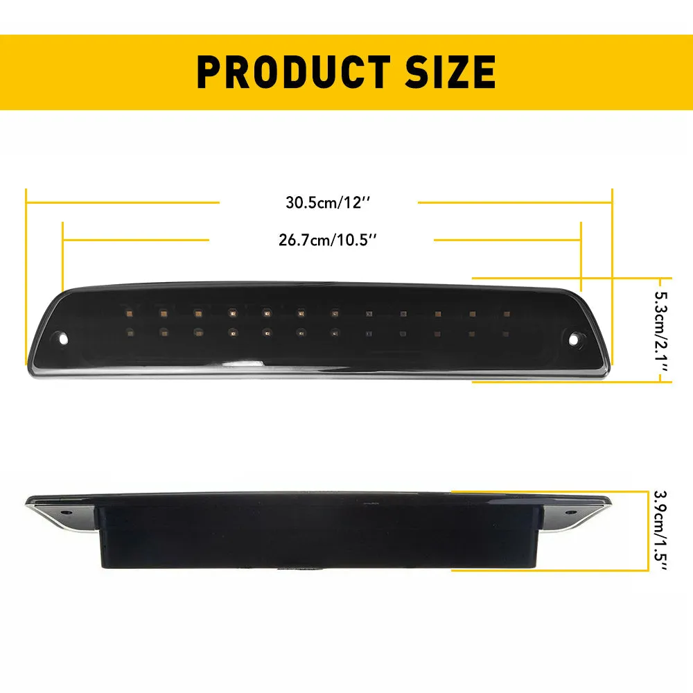 For 1994-2001 Dodge Ram 1500/2500/3500 Smoke 3rd LED Brake Light Cargo Lamp High Mount Brake Light Replacement (Switchable Cargo/Brake Light)