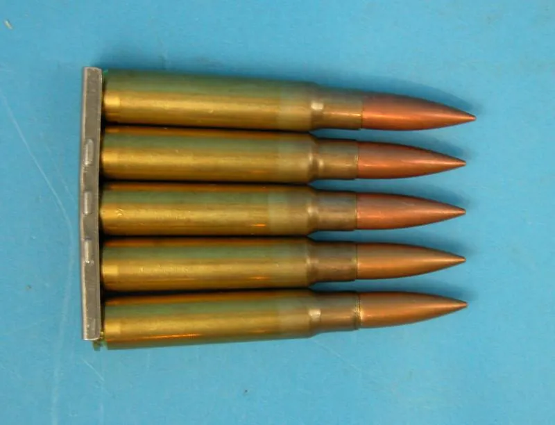 German 98k WW2 7.92 Dummy Cartridges in Clip