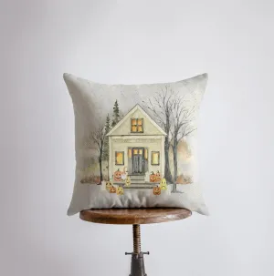 Halloween Spooky House with Pumpkins Pillow | Fall Décor | Halloween Pillows | Halloween Décor | Fall Throw Pillows | Cute Throw Pillows