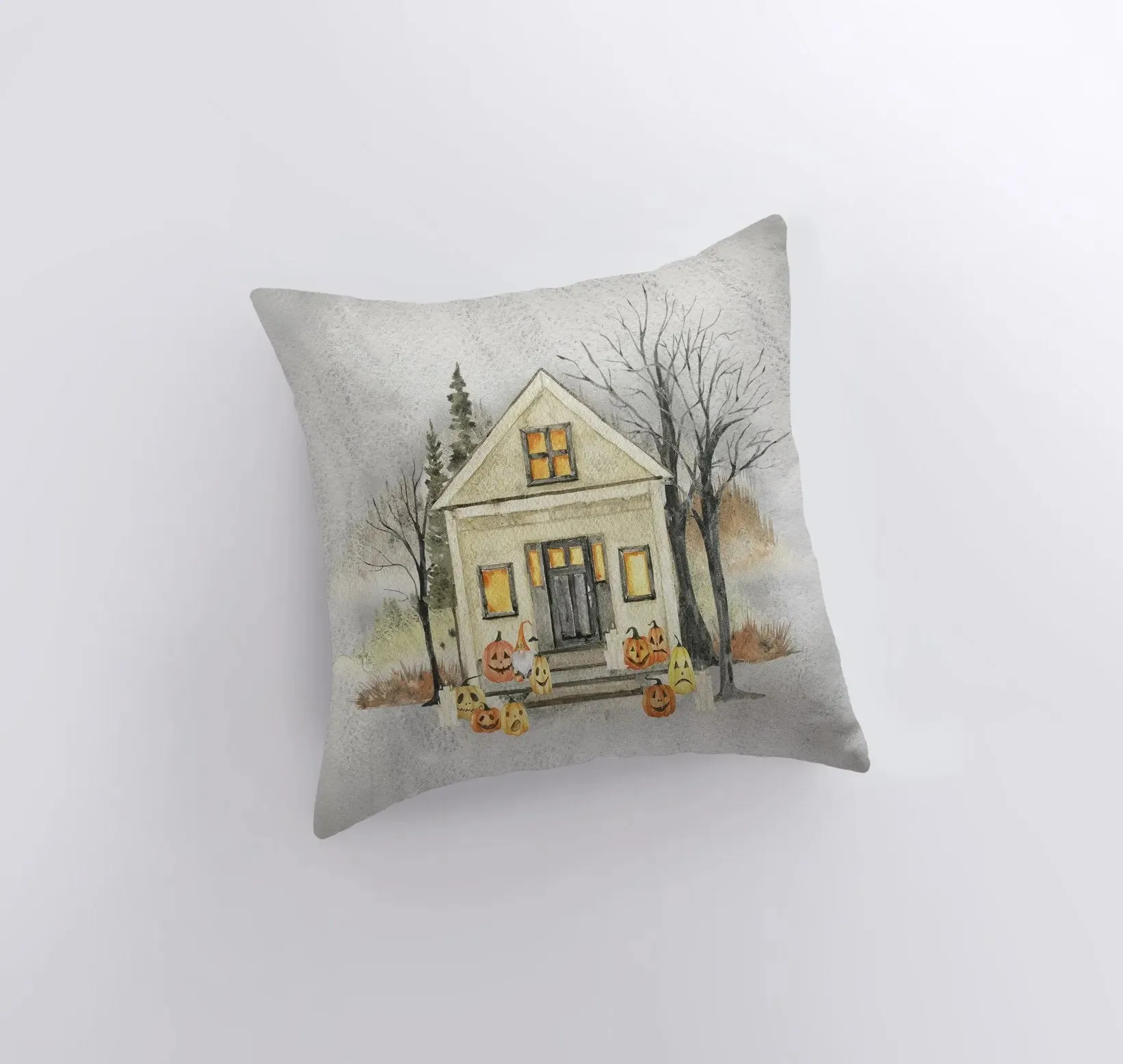 Halloween Spooky House with Pumpkins Pillow | Fall Décor | Halloween Pillows | Halloween Décor | Fall Throw Pillows | Cute Throw Pillows