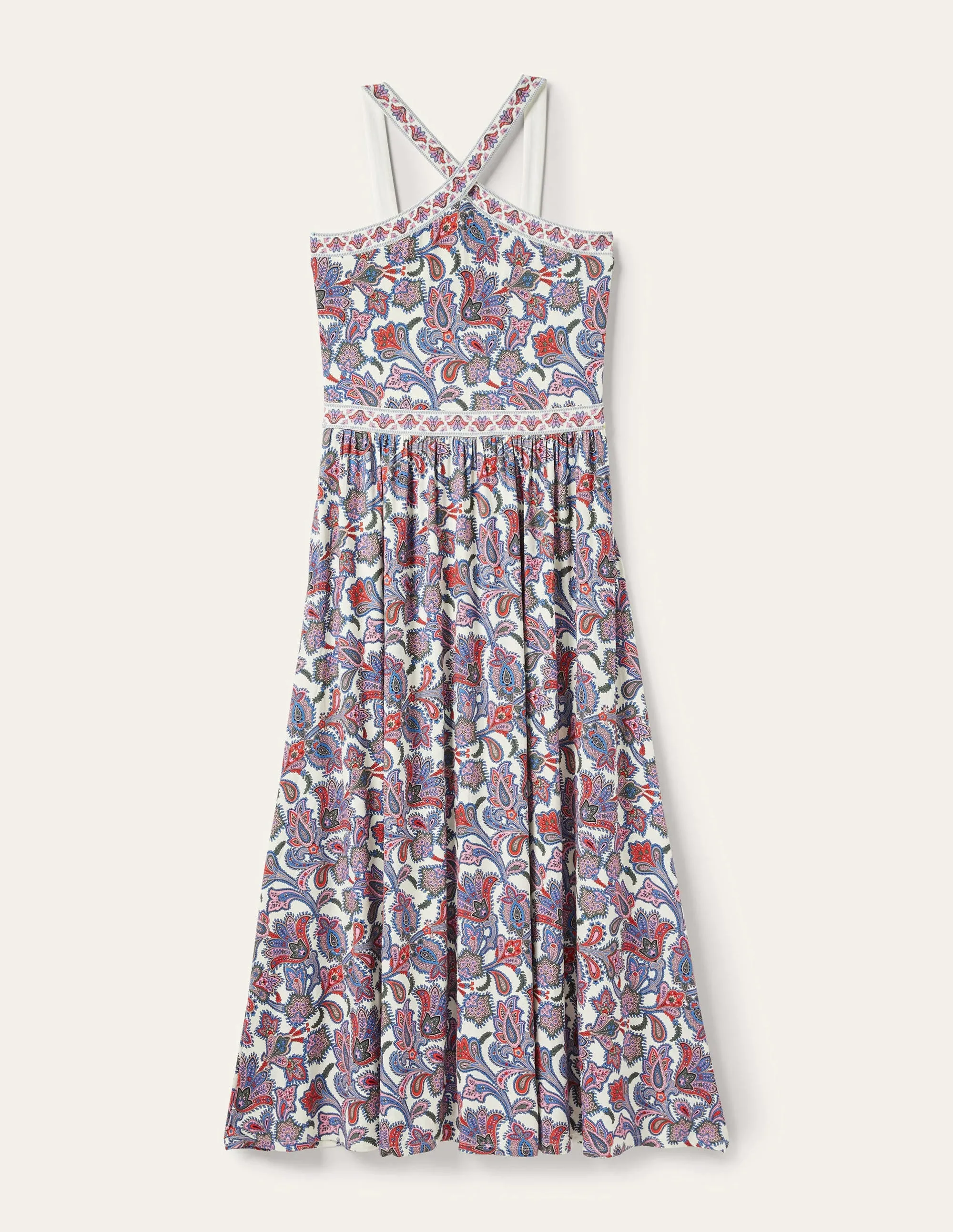 Halterneck Jersey Maxi Dress-Ivory, Paisley Bud