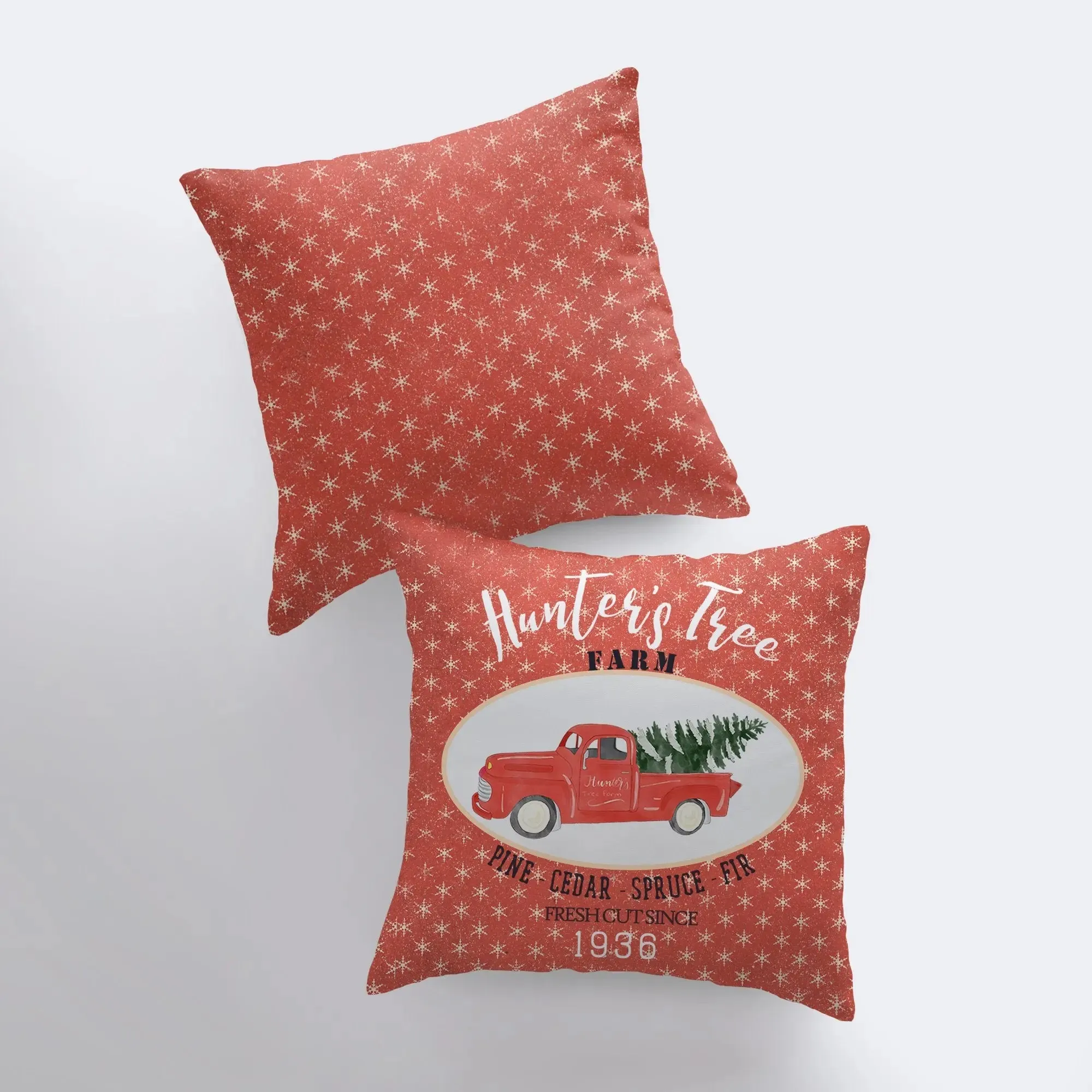 Harvest Tree Farm | Red Christmas Truck | Pillow Cover | Red Truck | Christmas Decor | Throw Pillow | Home Decor | Rustic Farmhouse Decor