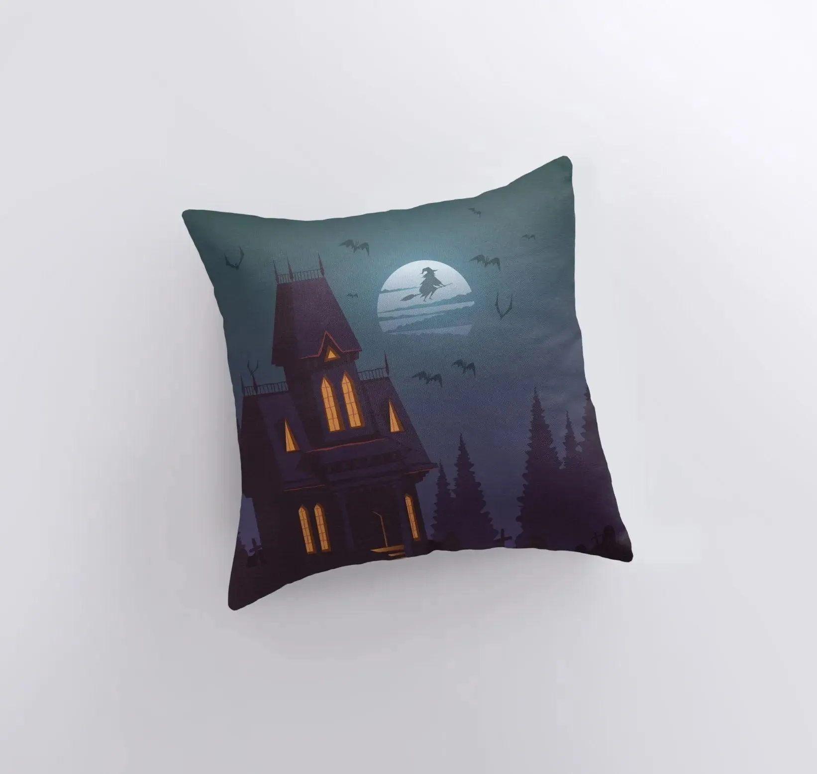 Haunted House Pillow Cover | Fall Décor | Halloween Pillows | Halloween Décor | Fall Throw Pillows | Cute Throw Pillows
