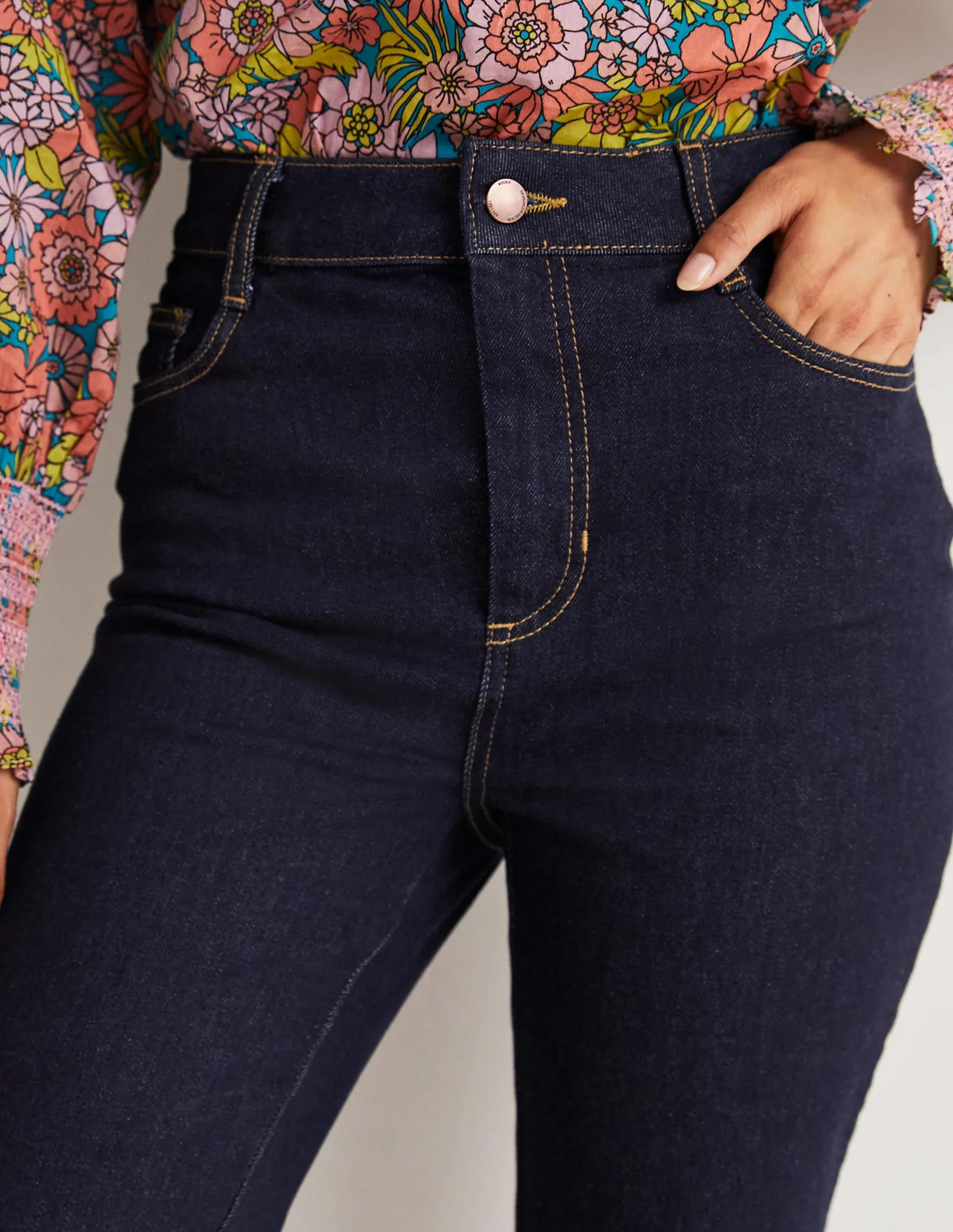 High Waist Smart Flare Jeans-Indigo