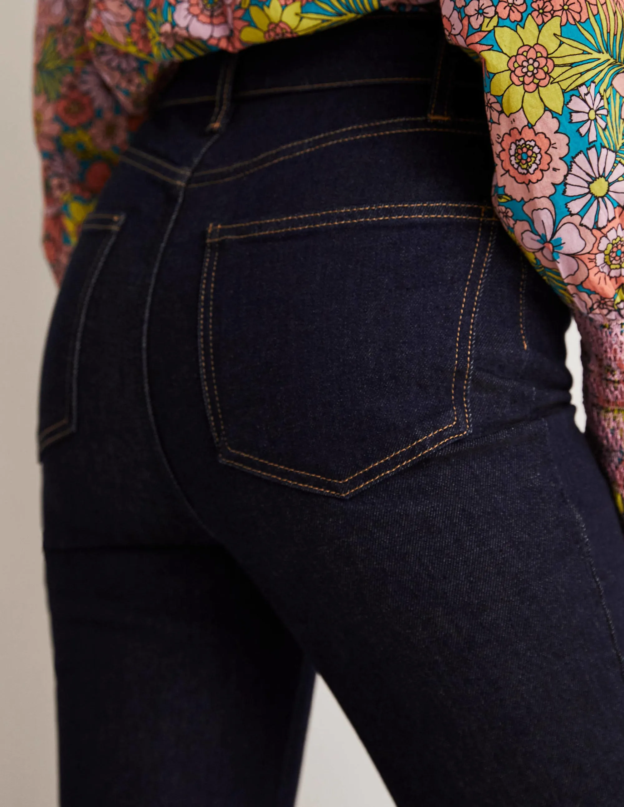 High Waist Smart Flare Jeans-Indigo