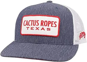 Hooey Mens Cactus Ropes Logo Adjustable Snapback Trucker Cap Hat, Blue/White
