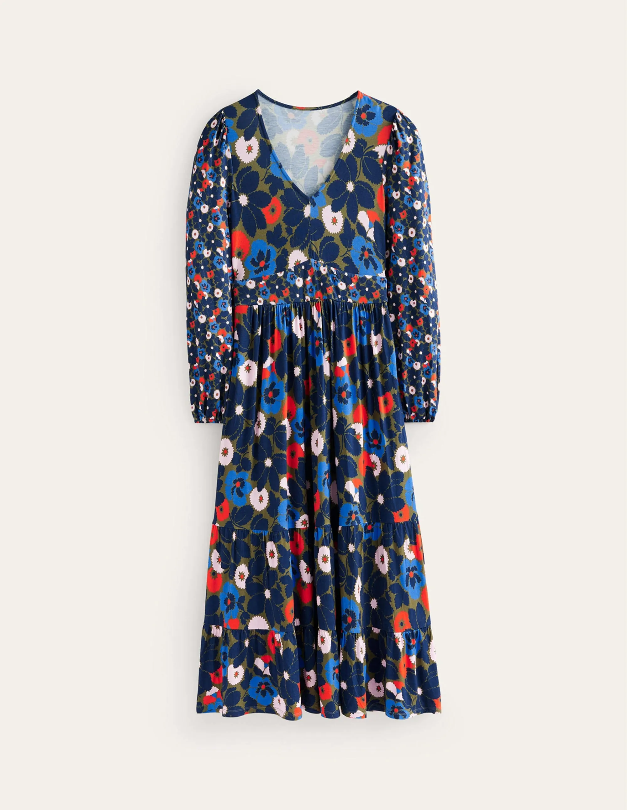 Hotch Potch V-Neck Midi Dress-Moss,  Bloomsbury Pop