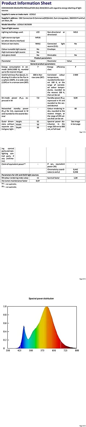 LEDGLE GU5.3 MR16 7W LED spot lamp warm white LED reflector replaces 60W halogen lamp LED spotlight 12V GU 5.3 LED illuminant 6pcs
