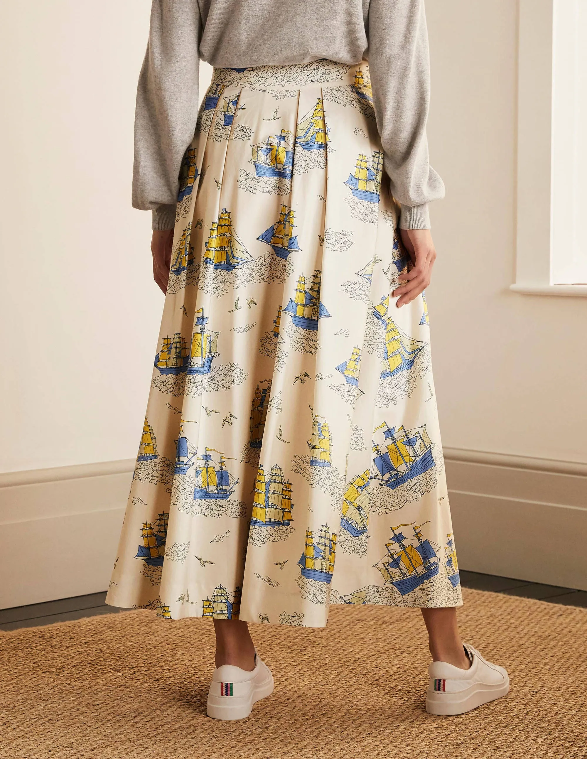 Livia Full Skirt-Ivory Nautical Voyage
