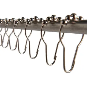 New Silver Heavy Duty Set of 12 Shower Curtain Rings Hooks Bathroom Poles Rod