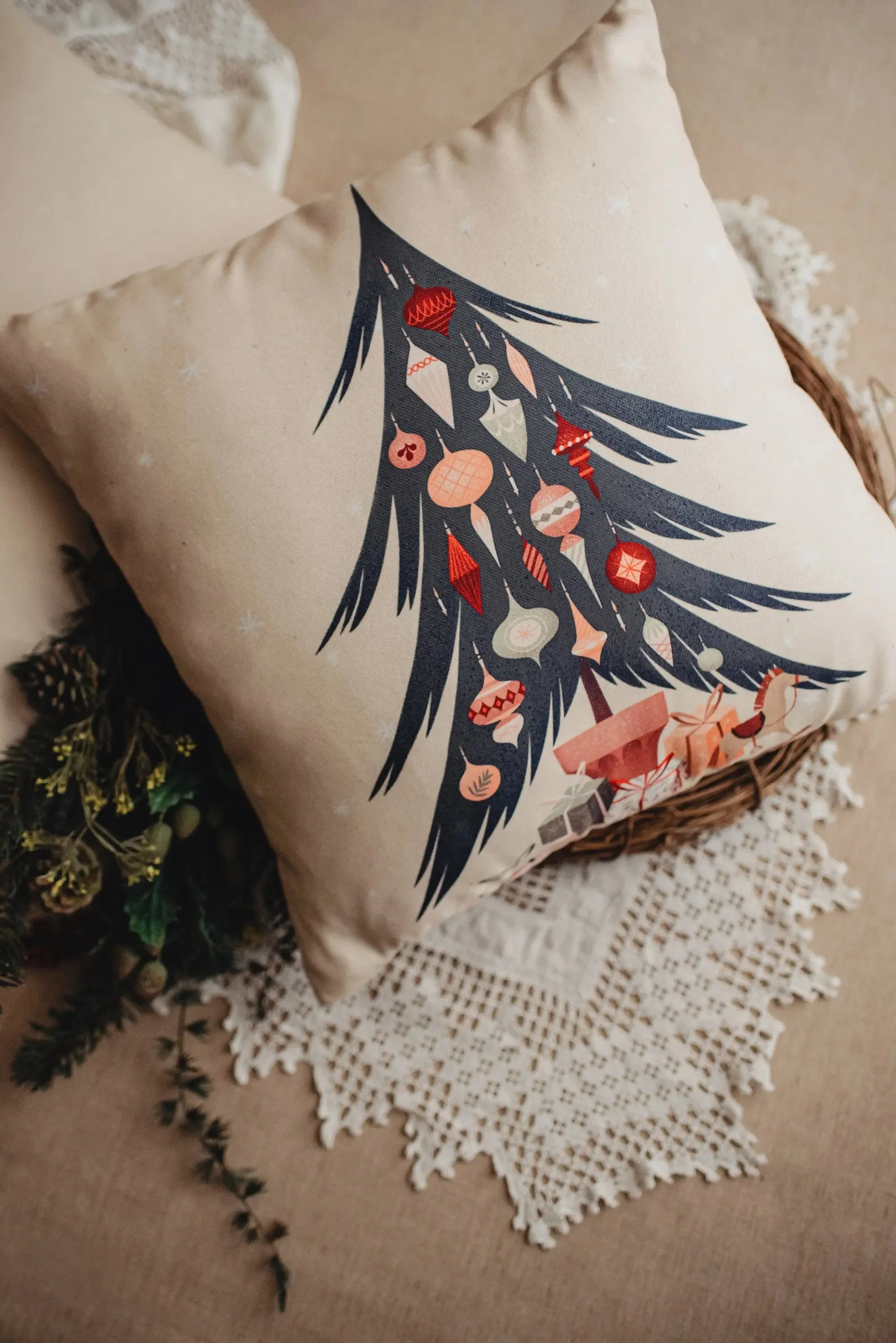 Nordic Christmas Tree Throw Pillow Cover | Christmas tree | Christmas Gifts | Room Decor | Mom Gift | Aaesthetic Room Decor | Room Decor