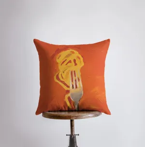 Orange Fork and Pasta | Gouache Painting | Food Pillow | Abstract Still Life | Throw Pillow | Home Decor | Gift for Her | Pillow Cover