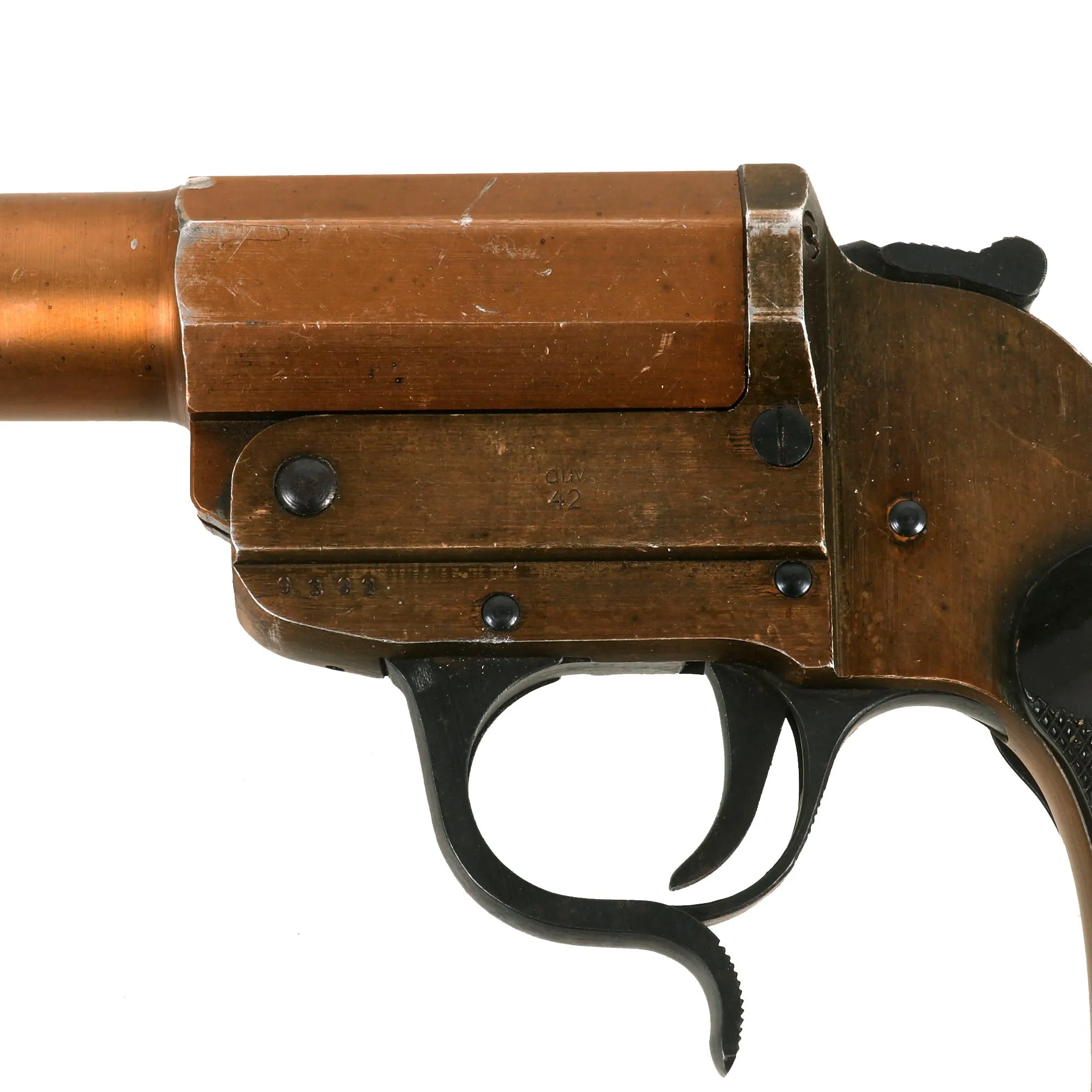 Original German WWII 1943 Dated Leuchtpistole 34 Heer Signal Flare Pistol by Bernhard Berghaus - Serial 9383