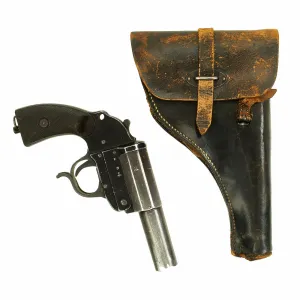 Original German WWII Leuchtpistole 34 Heer Signal Flare Pistol by Walther with Holster - Dated 1943