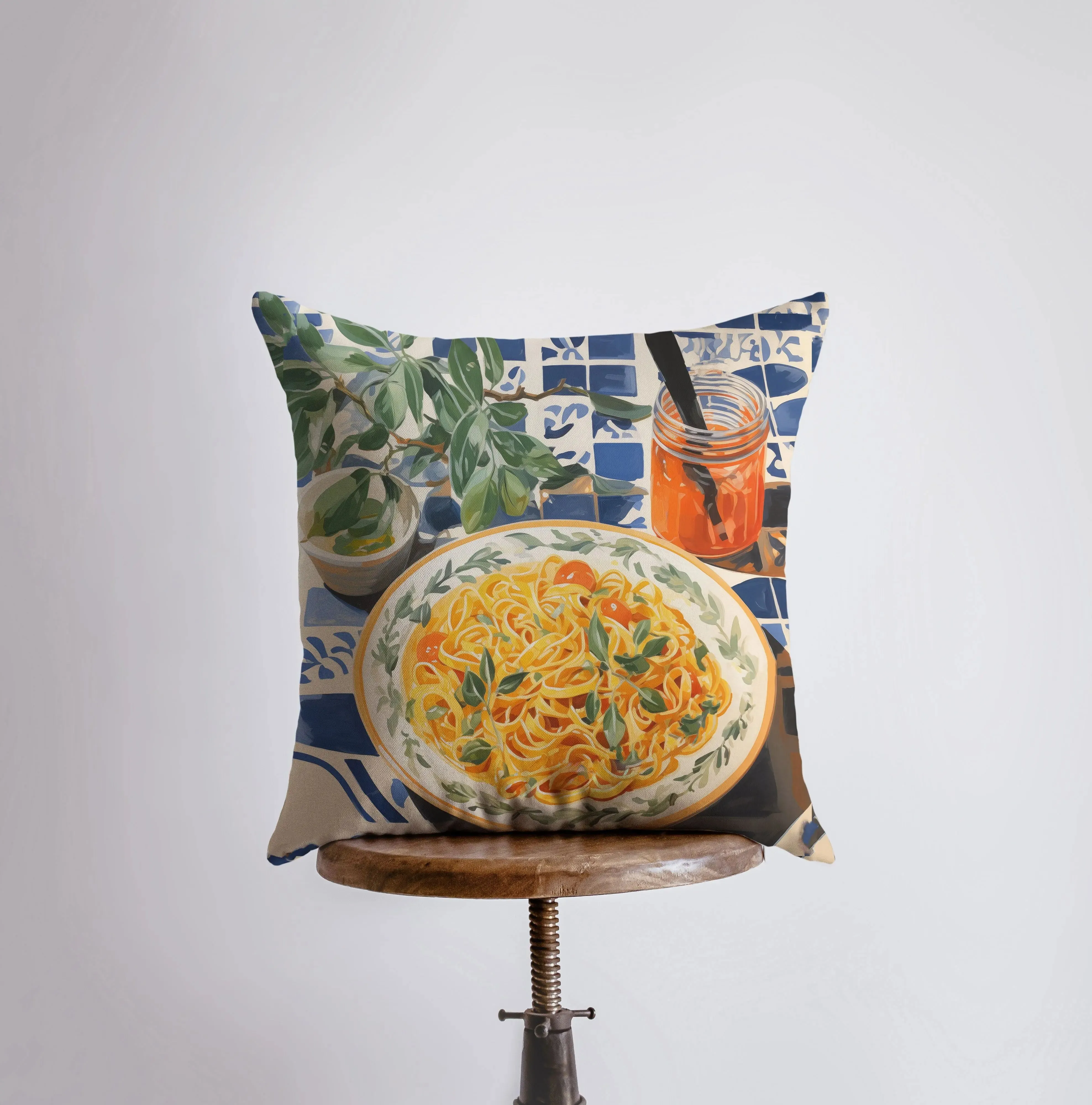 Pasta Picnic | Gouache Painting | Food Pillow | Abstract Still Life | Throw Pillow | Home Decor | Gift for Her | Pillow Cover | Travel Gift