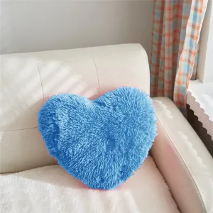 PICKKART Soft Furry Heart Pillow (Blue)