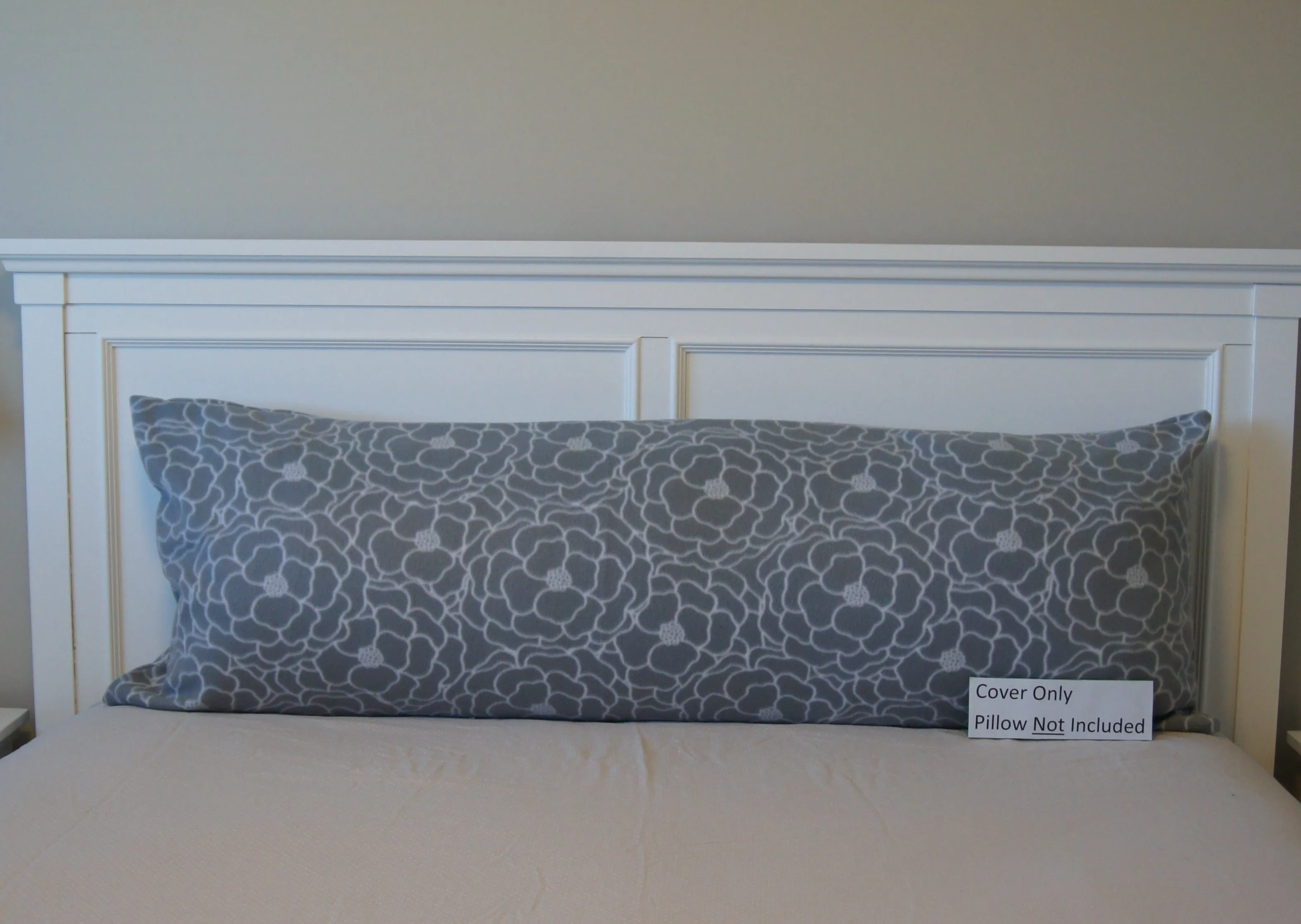 Pillows - Body Pillow Cover - Accent - Gray Floral