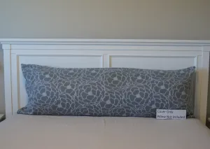 Pillows - Body Pillow Cover - Accent - Gray Floral
